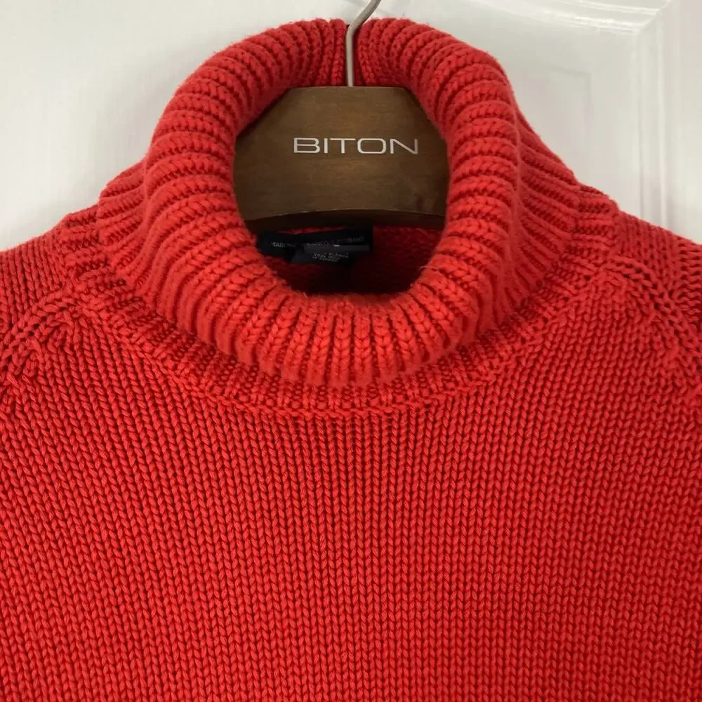 NWOT VINTAGE MARITHE FRANCOIS GIRBAUD Sweater Men L Red LogoSpellOut Turtleneck
